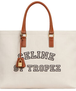 CELINE 카바스 원단 및 소가죽 숄더백 여성 내추럴 & 탠