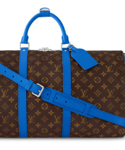 LOUIS VUITTON 키폴 코팅 캔버스 및 소가죽 트림 핸드백, 숄더 백, 크로스백, 여행 백 남성 블루 & 브라운 L50*W23*H29cm