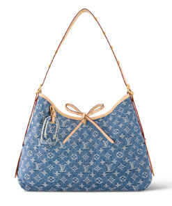 LOUIS VUITTON 캐리어올 데님 가죽 포함 쇼핑백, 핸드백, 숄더 백 M 여성 블루 L39*W15*H30cm